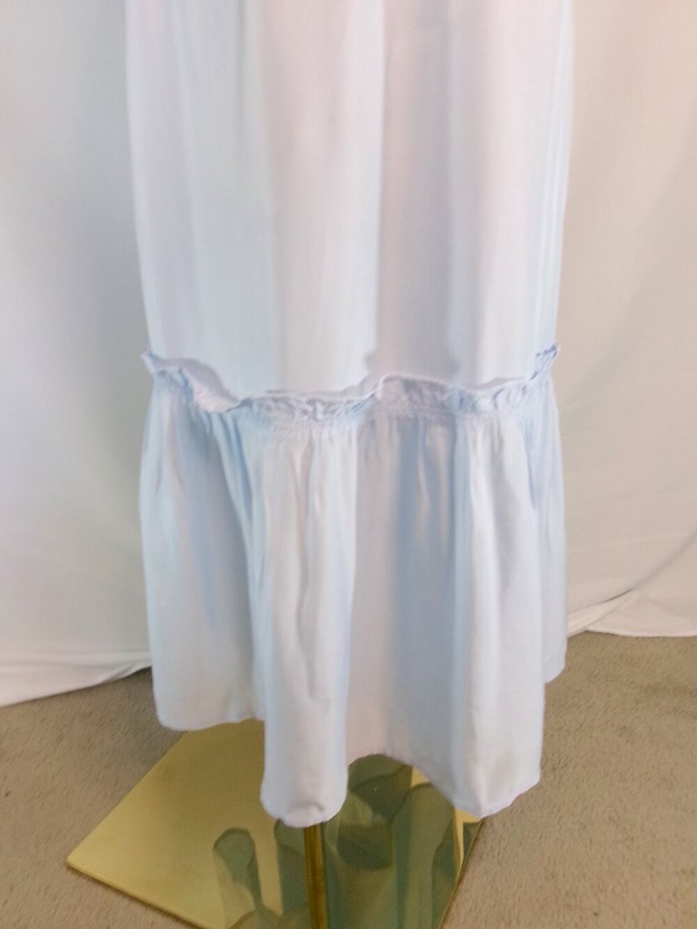 J.Crew Light Blue Maxi Skirt XL Paperbag Waist Ruffle Hem Boho Cottagecore - Picture 4 of 6